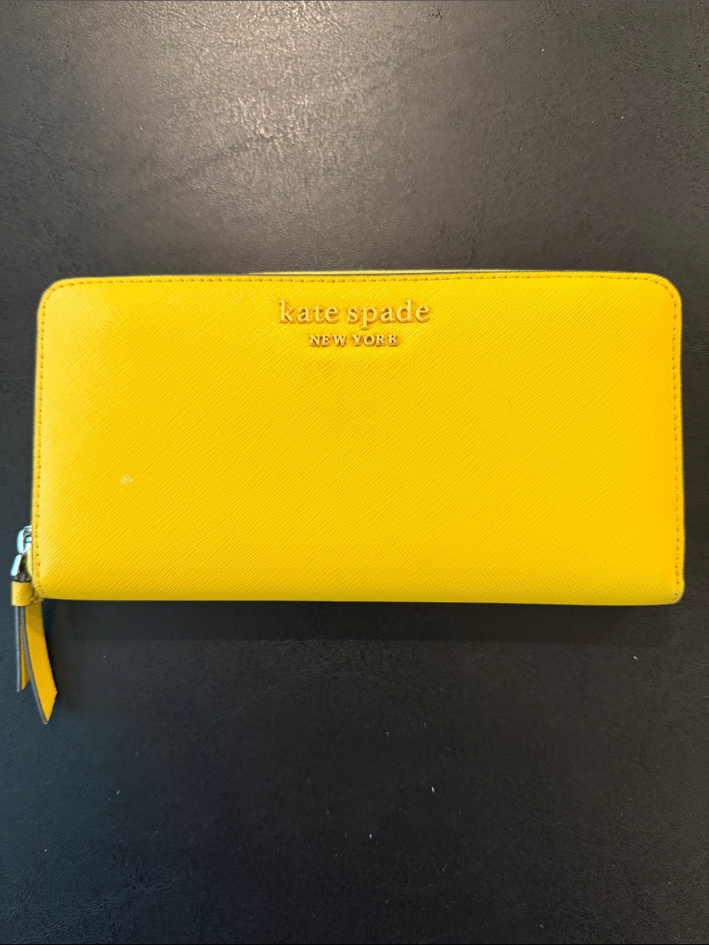 kate spade Yellow Saffiano Zip-Around Wallet